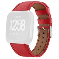 By Qubix - Compatible met Fitbit Versa 1/2 & Lite leren bandje - Rood - Compatible fitbit bandje