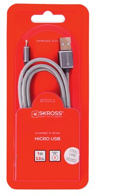 Skross USB-kabel USB 2.0 USB-A stekker, USB-micro-B stekker 1.00 m Zilver 2700240
