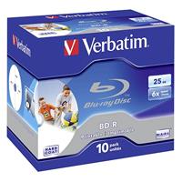 Verbatim BD-R SL 25 GB, 6 x bedrukbaar, 10 stuks, BD-RE blanco (6 x juwelendoos)