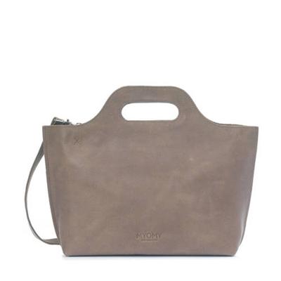 MYOMY leren handtas My Carry Bag taupe