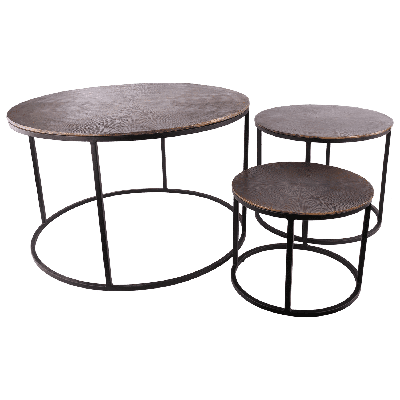 Set van 3 bijzettafels Helsingborg 31100 zwart + fire brass