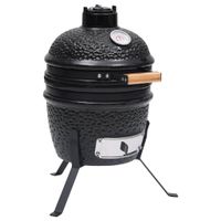 Kamado barbecue 2-in-1 56 cm keramiek zwart - thumbnail