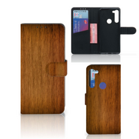 Motorola G8 Power Book Style Case Donker Hout - thumbnail