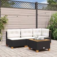 Tuintafel 55x55x36 cm poly rattan en acaciahout zwart - thumbnail