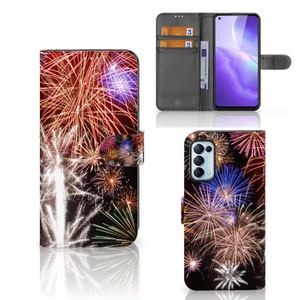 OPPO Find X3 Lite Wallet Case met Pasjes Vuurwerk