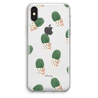 Cactusprint roze: iPhone XS Max Transparant Hoesje