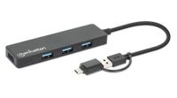 Manhattan 180863 interface hub USB 3.2 Gen 1 (3.1 Gen 1) Type-A + Type-C 5000 Mbit/s Zwart - thumbnail