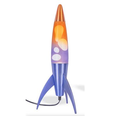 Fisura Lava Lamp Raket - Paars En Oranje Basis En Verloop Fles Met Transparante Vloeistof En Witte Lava Fisura Lava Lamp Raket - Paars En Oranje Basis En Verloop Fles Met Transparante Vloeistof En Witte Lava