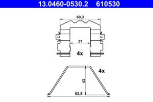 Accessoireset, schijfremblok ATE, u.a. für KIA, Hyundai