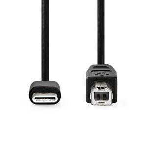 Nedis CCGB60650BK20 USB 2.0 kabel USB-C male - USB-B male 2 meter