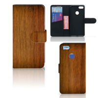 Motorola Moto E6 Play Book Style Case Donker Hout
