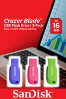 Cruzer Blade - USB-flashstation - 16 GB - USB 2.0 - blauw, groen, roze (pak van 3)