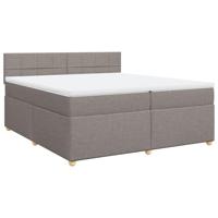 vidaXL Boxspring met matras stof taupe 200x200 cm