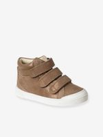 Leren MID-sneakers met klittenband, kleutercollectie meisjes goudbeige