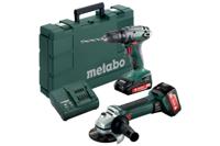 Metabo 18V Combo Set BS18 Boorschroevendraaier + W18LTX125 Haakse Slijper, 1x Accu 2,0Ah, 1x Accu 4,0Ah, Lader SC60PLUS in Koffer