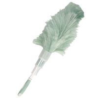 Plumeau/duster - synthetisch - groen/grijs - 55 cm - stoffer/ragebol