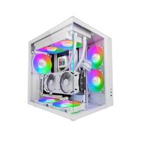 Mars Gaming MCV-ONE, ATX Gaming Behuizing, Dubbel Doorlopend Gehard Glas, Achterste FRGB 12cm Ventilator, Dubbele Kamerstructuur, Compacte PC Midtower, Ondersteuning voor Waterkoeling tot 240mm, Wit