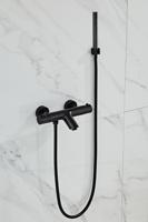 Saniclear Nero mat zwarte badkraan thermostatisch met handdouche set