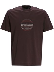 Emporio Armani t-shirt en coton à logo embossé - Marron