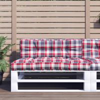 Palletkussen 120x40x12 cm stof ruitpatroon rood - thumbnail