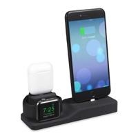 By Qubix - 3 in 1 houder Compatible met Apple Watch & Airpods & iPhone - Zwart - Compatible Apple watch bandjes