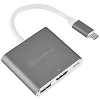 SilverStone SST-EP08C - Adapter USB 3.1 Type C naar HDMI 4K/USB Type C/USB Type A, koolstofgrijs