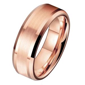 Wolfraam heren ring Rosegoud geborstelde streep 8mm-18mm