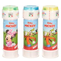 3x Disney Mickey Mouse bellenblaas flesjes met bal spelletje in dop 60 ml voor kinderen - thumbnail