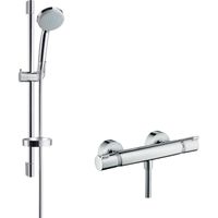 Hansgrohe Ecostat Comfort douchekraan thermostatisch met UnicaC glijstang 65cm en handdouche Croma 100 EcoSmart chroom 27034000 - thumbnail