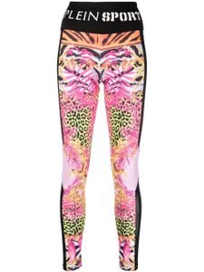 Plein Sport legging à fleurs - Noir