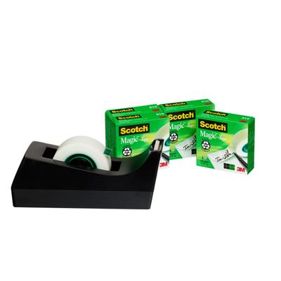 Scotch Plakbandhouder C38 Zwart + 4 rollen Scotch Magic Tape 19 mm x 19 m