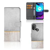 Motorola Moto E20 | E30 | E40 Book Style Case Wood Concrete