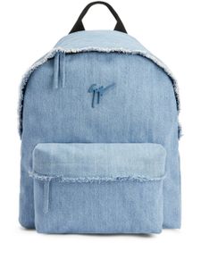 Giuseppe Zanotti sac à dos en jean à bords francs - Bleu