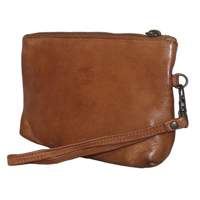 Bear Design Leren Make Up Tasje / Etui Cognac