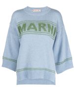 Marni pull en laine vierge à logo intarsia - Bleu