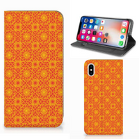 Apple iPhone Xs Max Hoesje met Magneet Batik Oranje