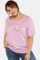 Ulla Popken T-shirt, ronde hals, biokatoen, bloemenstiksel - Grote Maten