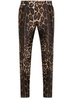 Dolce & Gabbana pantalon évasé à imprimé léopard - Marron