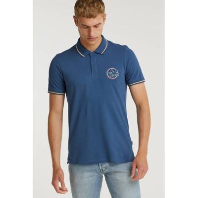 JACK & JONES ORIGINALS regular fit polo Christian met contrastbies blauw JACK & JONES ORIGINALS regular fit polo Christian met contrastbies blauw