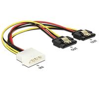 DeLock Kabel Power Molex 4-pins stekker > 2 x SATA 15-pins socket metaal 20 cm
