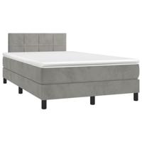 vidaXL Boxspring met matras fluweel lichtgrijs 120x190 cm, bed, boxspringbed, tweepersoonsbed, slaapmeubel, boxspring bed, bed met matras, bedframe