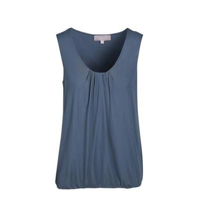 Cassis top met plooien donkerblauw