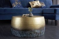 Ronde salontafel ORIENT III 60cm goud metaal met patina gehamerd ontwerp handgemaakt - 39885 - thumbnail