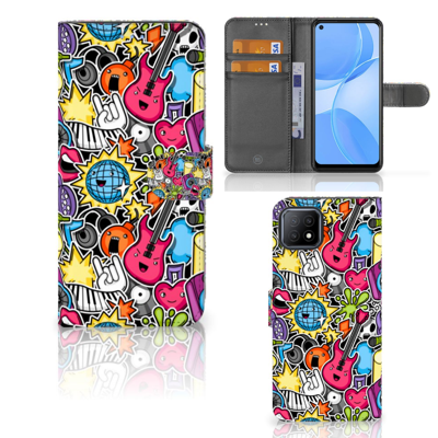 OPPO A73 5G Wallet Case met Pasjes Punk Rock OPPO A73 5G Wallet Case met Pasjes Punk Rock