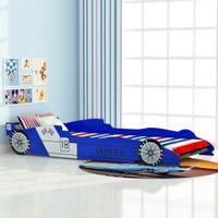 Kinder race auto bed 90x200 cm blauw - thumbnail