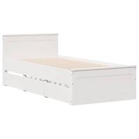 vidaXL Bedframe met hoofdbord zonder matras grenenhout wit 75x190 cm, bed, bed ombouw, eenpersoonsbed, bedbodem, slaapkamermeubel, 1 persoonsbed