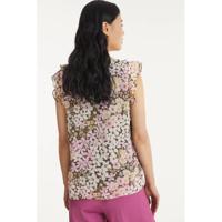 ONLY gebloemde semi-transparante top ONLPINE bruin/roze