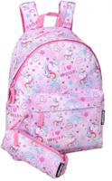 Eastwick rugzak met etui I Love Unicorns meisjes 16 liter roze