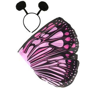 Vlinder verkleed set - vleugels en diadeem - roze - kinderen - carnaval verkleed accessoires