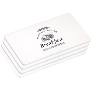 6x Ontbijtbordjes/ontbijtplankjes set Breakfast print 14 x 24 cm